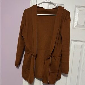 Brown Open Front Cardigan